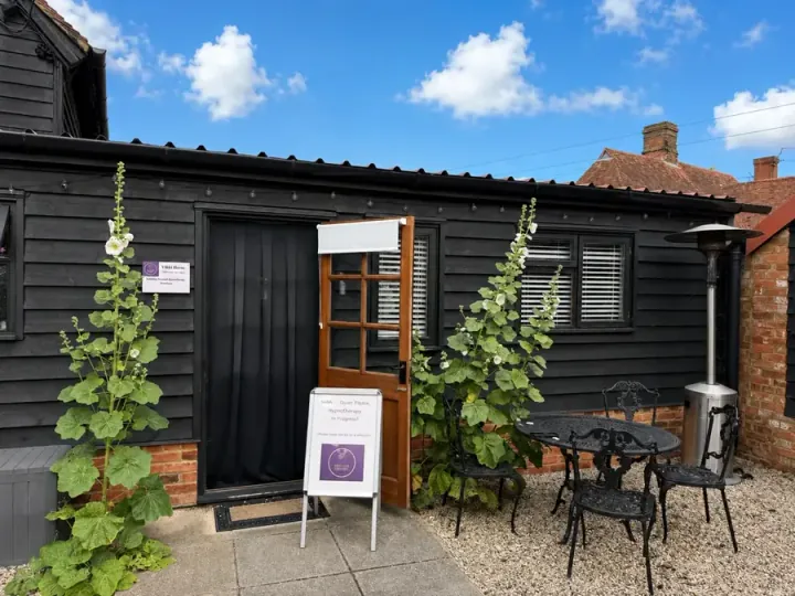 First Step Therapy practice exterior — Vikki hypnotherapist Bishops Stortford, The Courtyard Shrubbs Farm Hatfield Heath